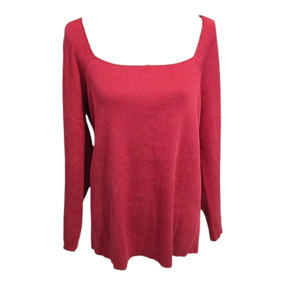 Lafayette 148 Salsa Melange Scoop Neck Silk Ribbed Sweater Plus Size XXL NEW